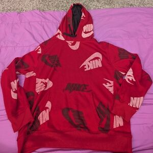 Nike Men's Red and Black Logo Hoodie